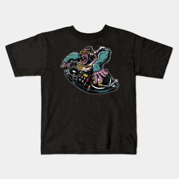 Gorilla DJ Kids T-Shirt by D3monic